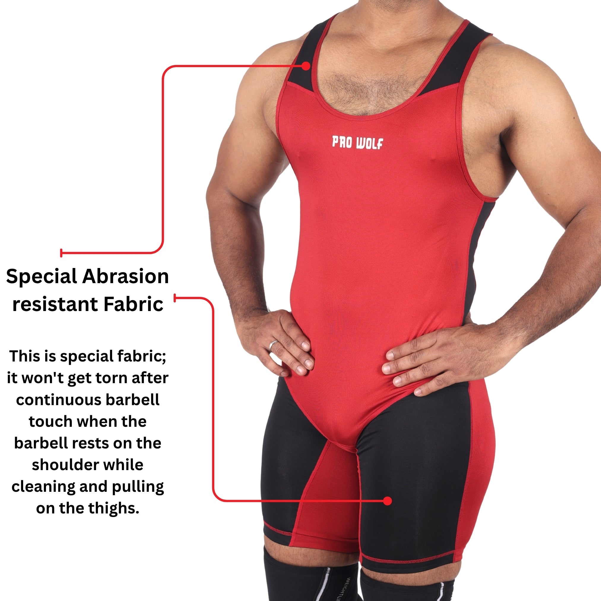 Weightlifting Singlet (Male/Female)-RED - singlet PRO WOLF