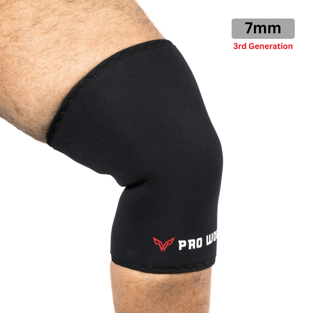7mm Knee Sleeves 3rd Gen (Level 2) - BLACK | PRO WOLF