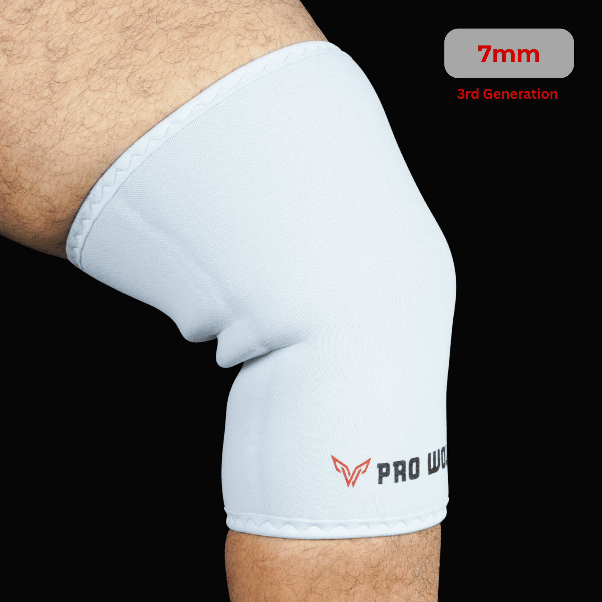 7mm Knee Sleeves 3rd Gen (Level 2) - White | PRO WOLF