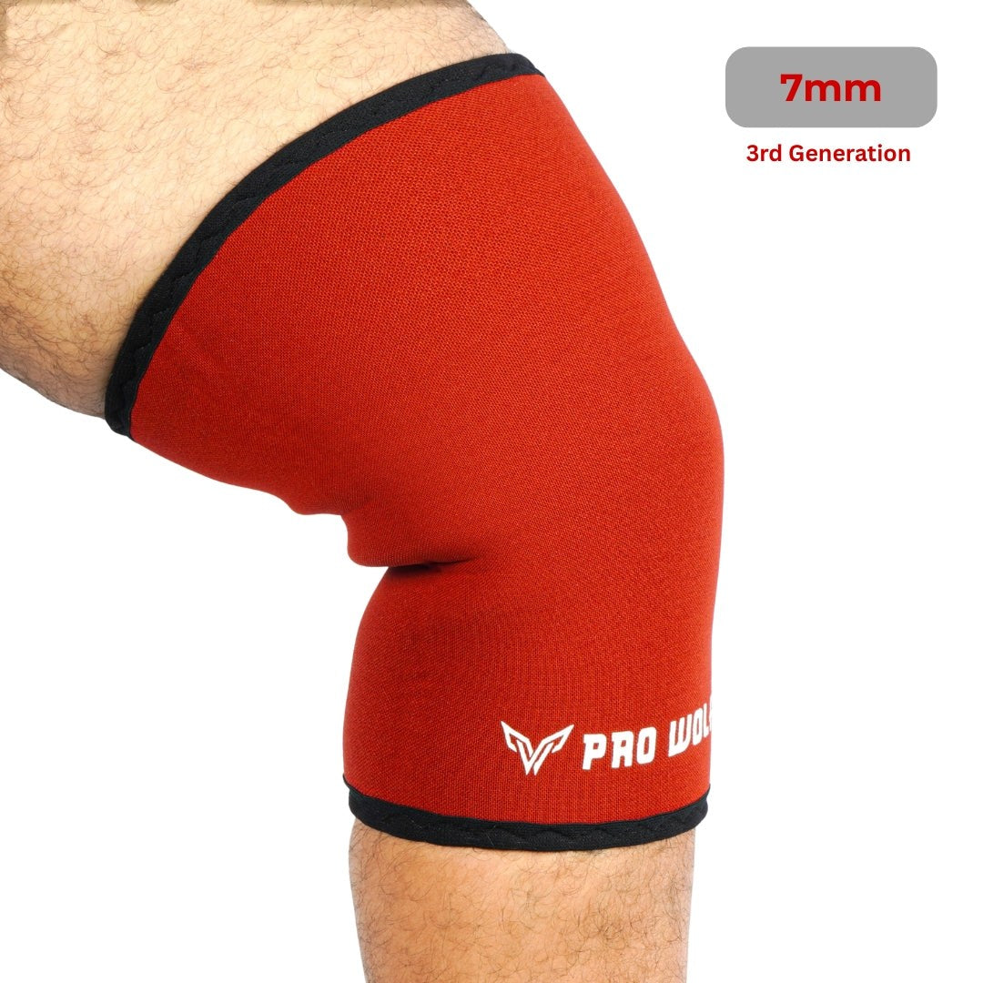 7mm Knee Sleeves 3nd Generation (Level 2) Knee Cap-RED - PRO WOLF