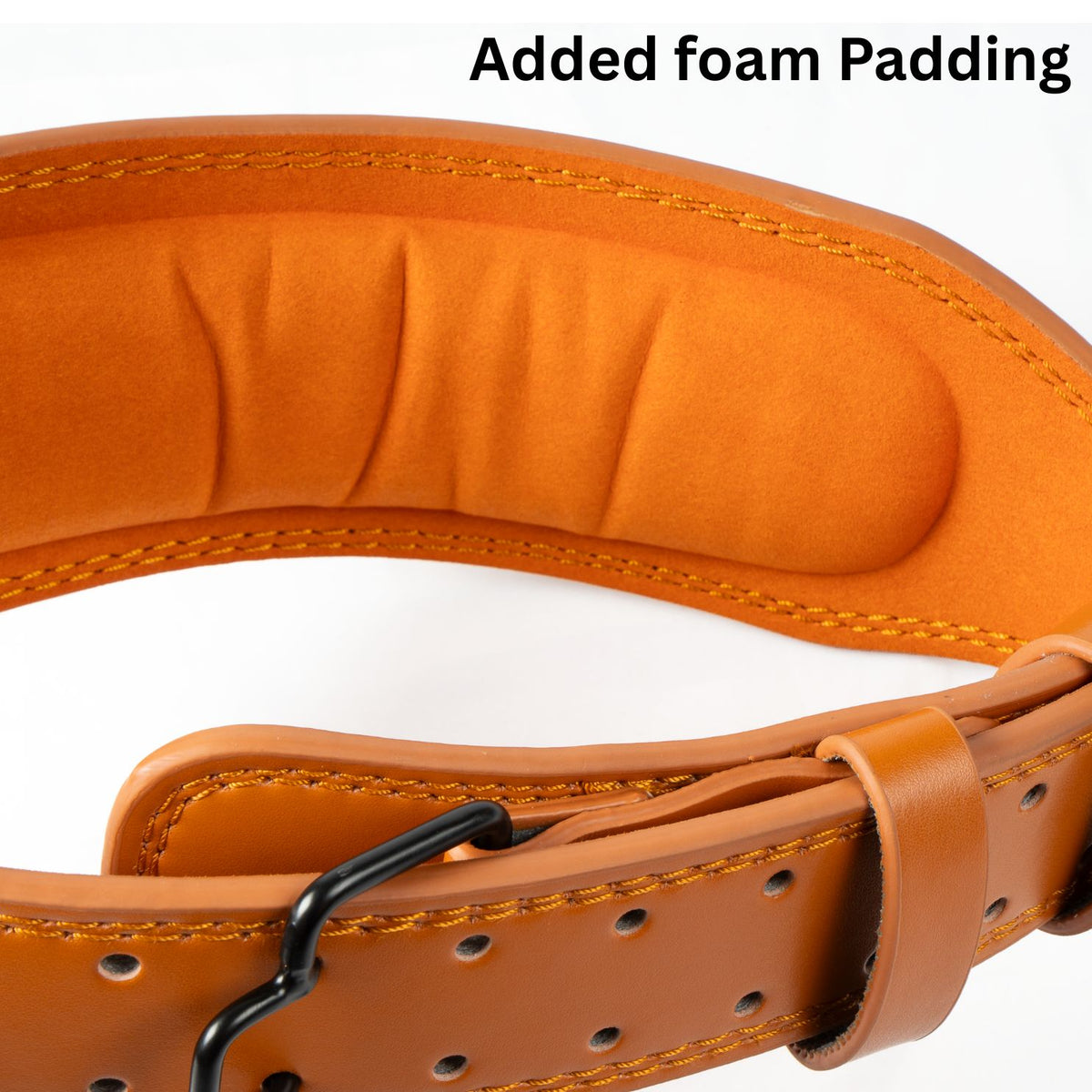 Leather weightlifting belt by PRO WOLF with sturdy buckle and reinforced stitching for support during heavy lifts.