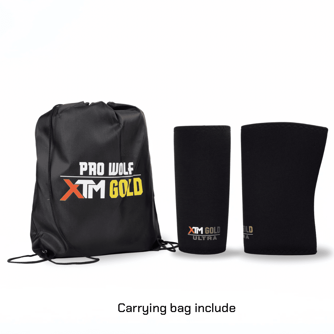 XTM Gold ULTRA 7mm Knee Sleeves Powerlifting (Level 5) BLACK - knee sleeves PRO WOLF