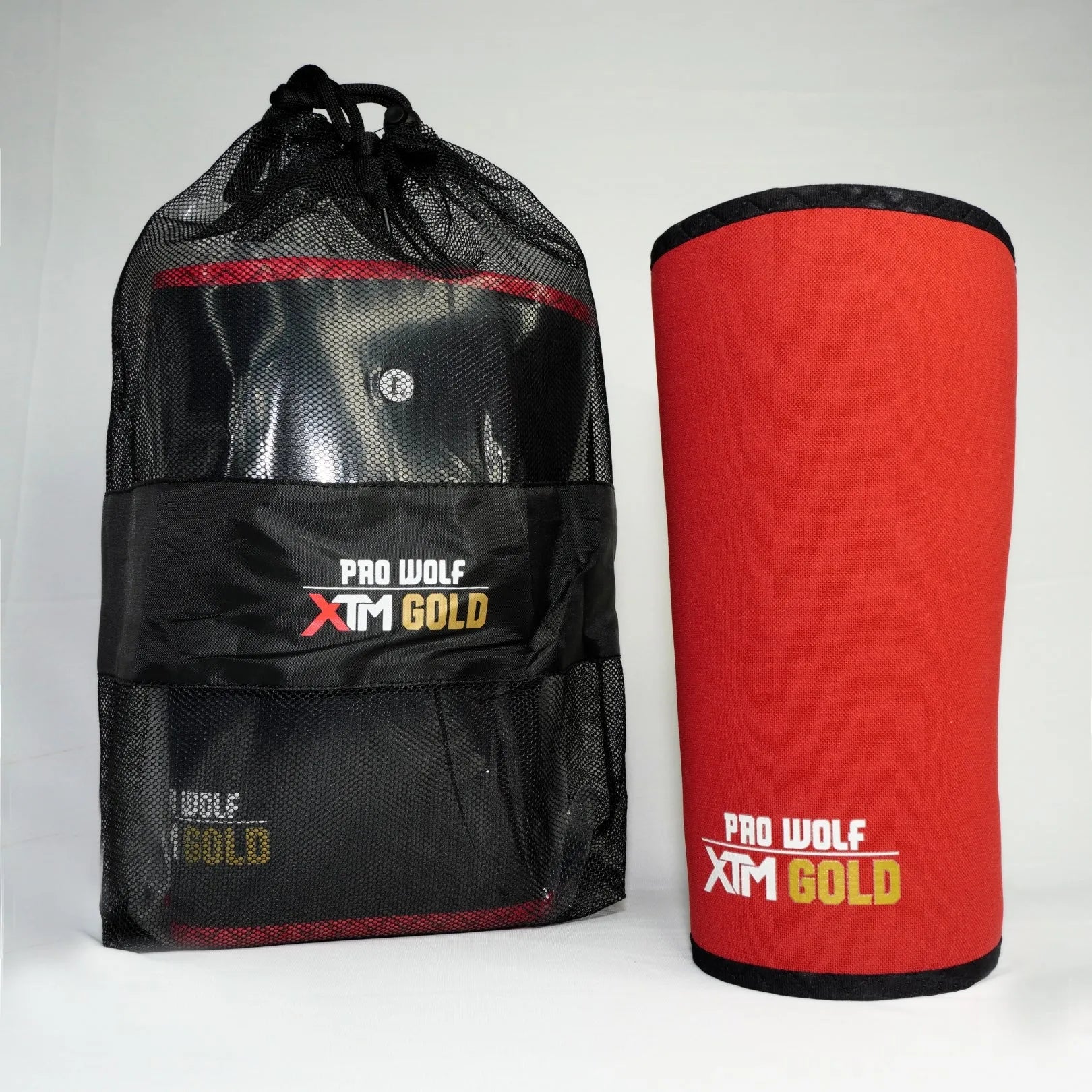 XTM Gold 7mm Knee Sleeves Powerlifting Knee Cap 2nd Gen (Level 4+) RED - PRO WOLF