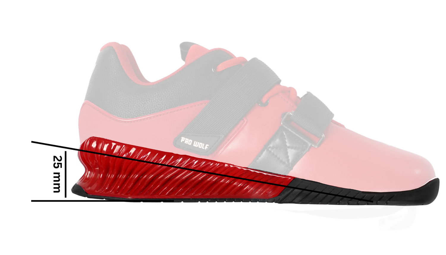 25mm heel red weightlifting shoes