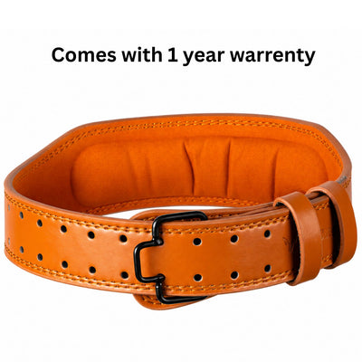 PRO WOLF weightlifting leather belt with sturdy design and adjustable buckle, ideal for strength training and powerlifting.