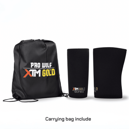 XTM Gold ULTRA  7mm Knee Sleeves Powerlifting (Level 5) BLACK - knee sleeves PRO WOLF