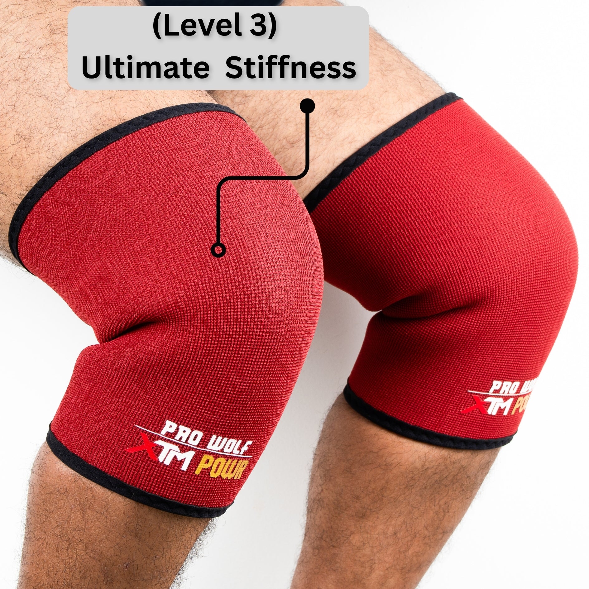 XTM POWR 7mm Knee Sleeves Powerlifting (Level 3)-RED - knee sleeves PRO WOLF