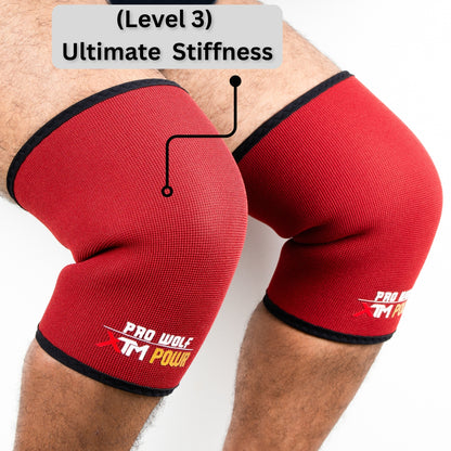 XTM POWR 7mm Knee Sleeves Powerlifting (Level 3)-RED - knee sleeves PRO WOLF