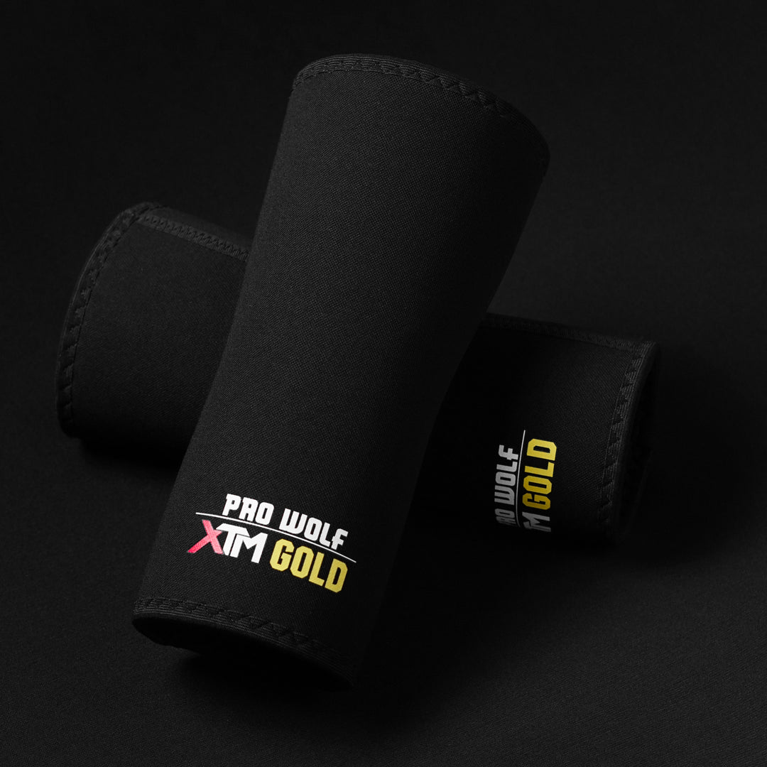XTM Gold 7mm Competitions Knee Sleeves Powerlifting Knee Cap (Level 4)