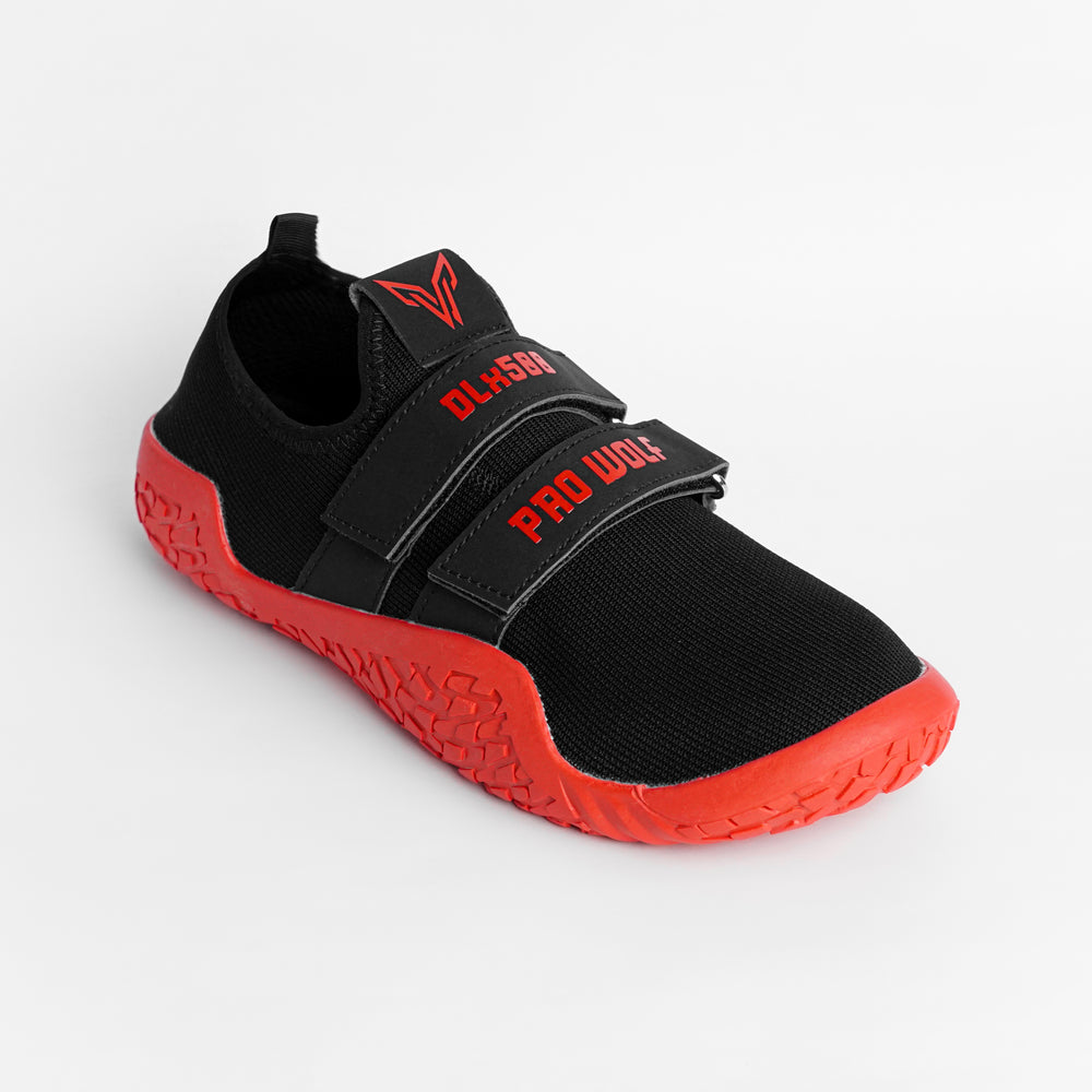 black and red combination deadlift shoes