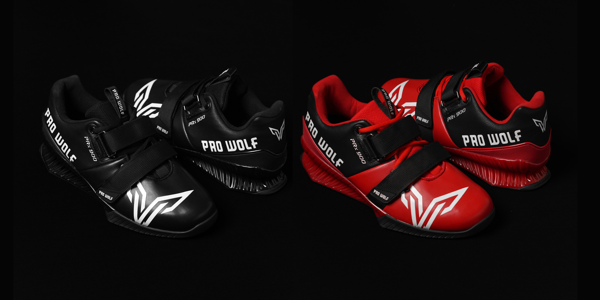 Pro wolf shoes red and black variations 