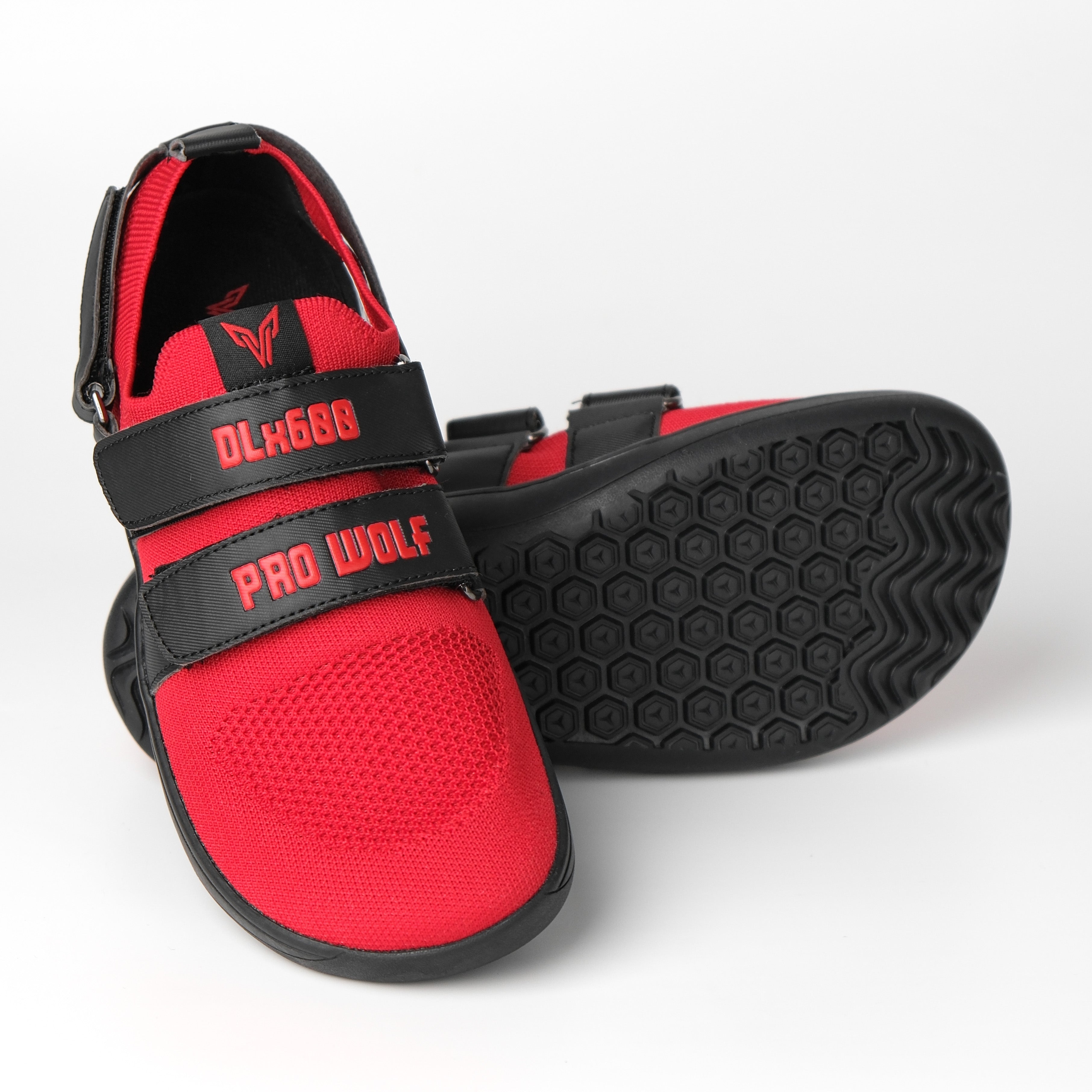 DLx600 Wider Toe Box Deadlift Barefoot Gym Shoes - Red - Lifting Shoes PRO WOLF
