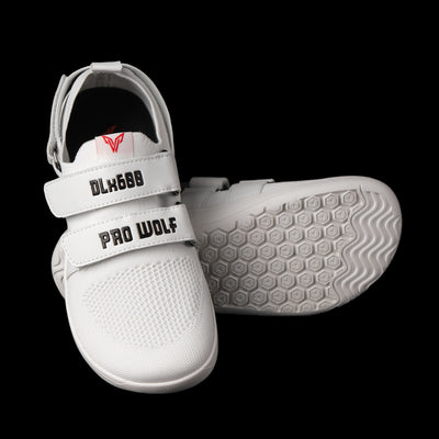 DLx600 Wider Toe Box Deadlift Barefoot Gym Shoes - White - Lifting Shoes PRO WOLF