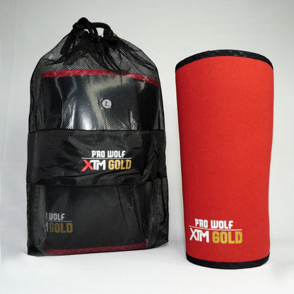 XTM Gold 7mm  Knee Sleeves Powerlifting Knee Cap 2nd Gen (Level 4+) RED -  PRO WOLF